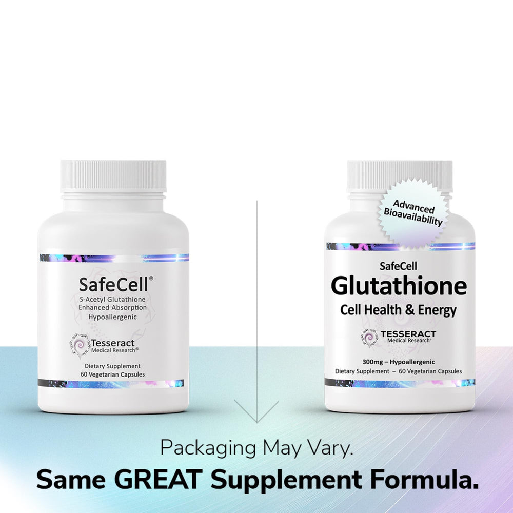 Close-up of SafeCell capsules highlighting easy daily vegan use