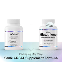 Close-up of SafeCell capsules highlighting easy daily vegan use
