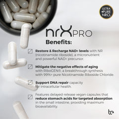 te USA nrXPRO label details emphasize clean ingredients and USA-made quality.