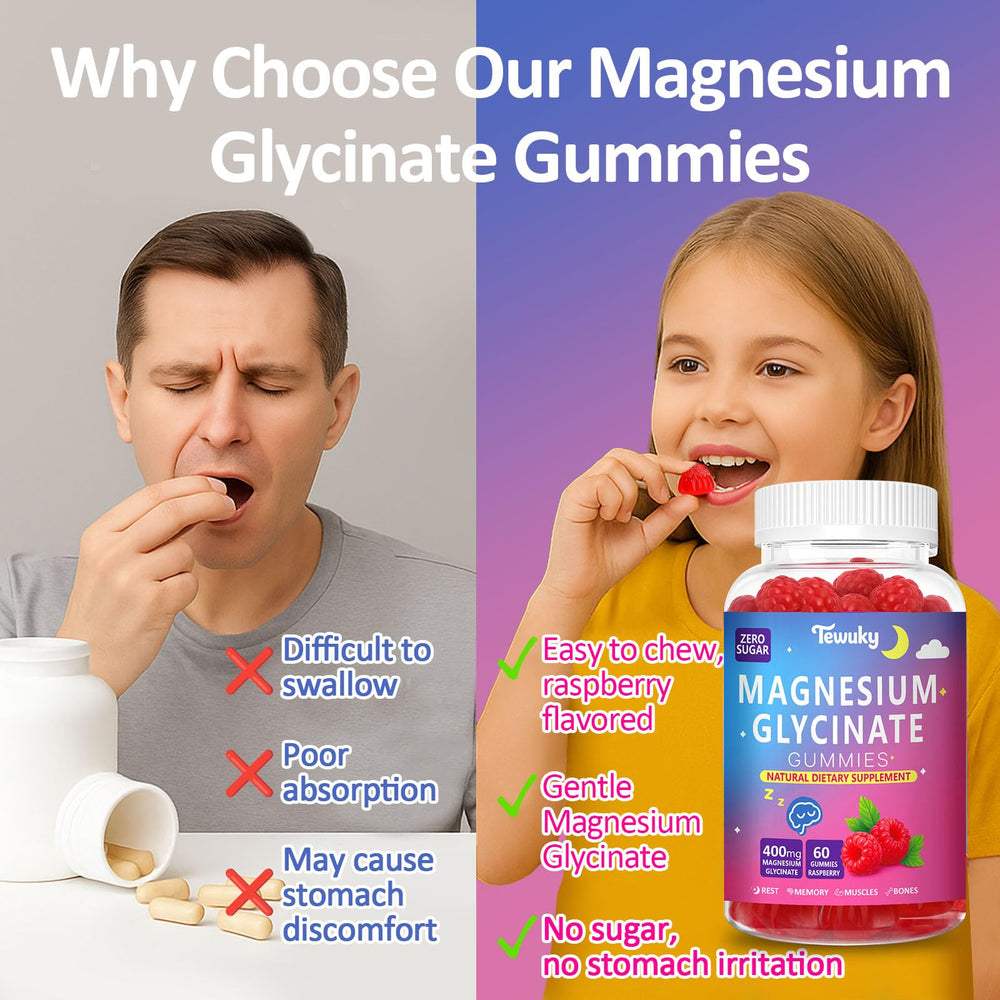 Tewuky purity non-gmo badge highlights clean, plant-based magnesium formula