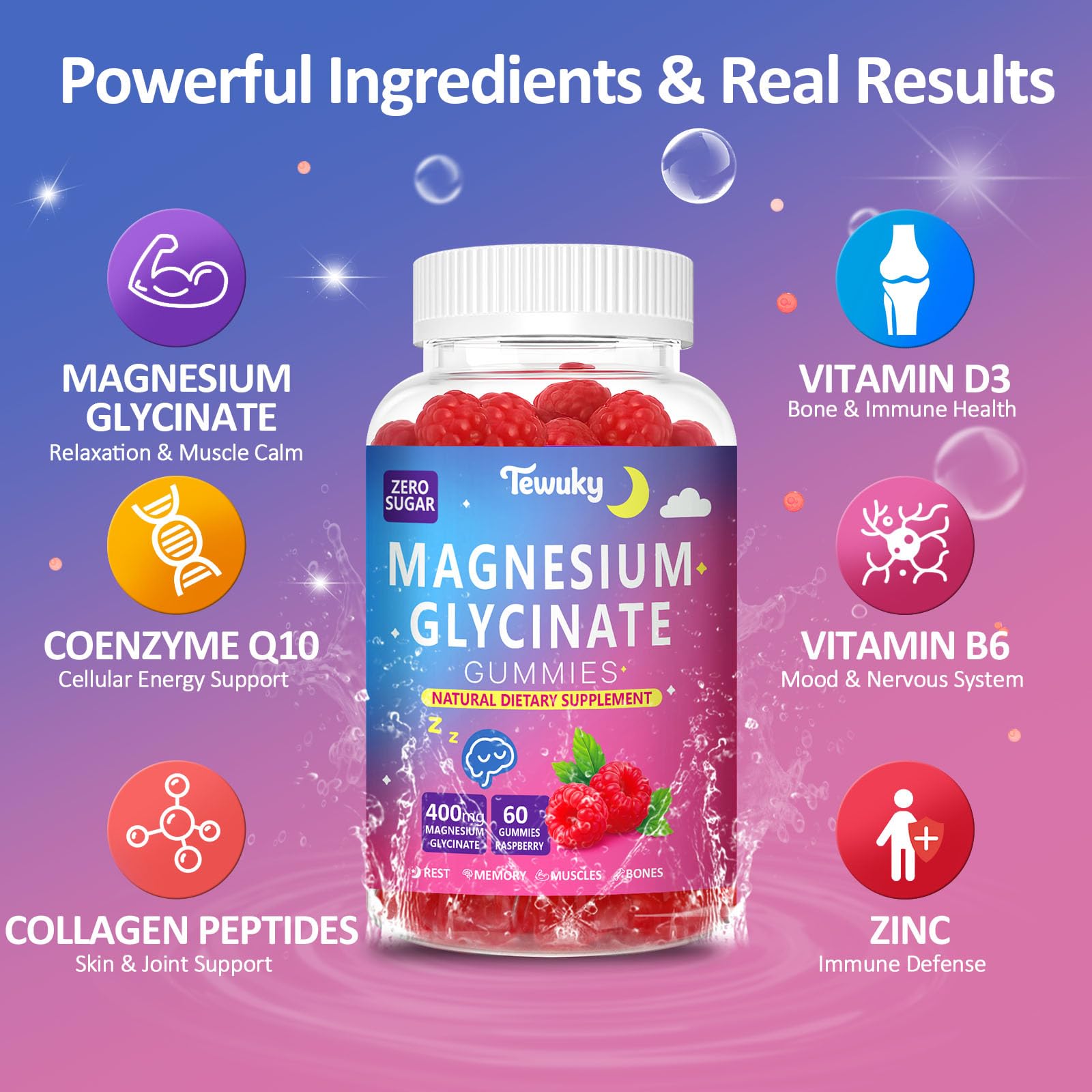 Tewuky vegan-certified symbol on pack conveys cruelty-free magnesium supplement