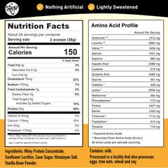 TGS Nutrition Vanilla Whey Protein label highlights non-GMO, stevia-free formula.