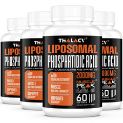 Thalacy 2000mg liposomal PA bottle closeup highlights potent formula for lean muscle