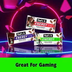 That's it Variety coffee energy bars closeup — three flavors for versatile snacking