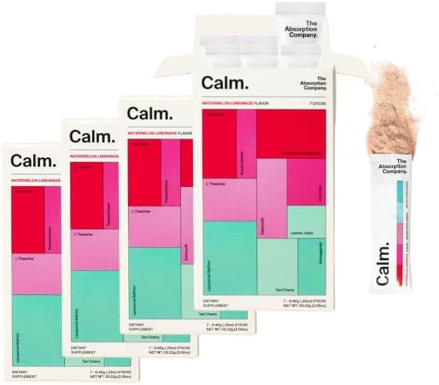 The Absorption Company Calm Drink Mix tub with watermelon lemonade flavor for relaxing mood.