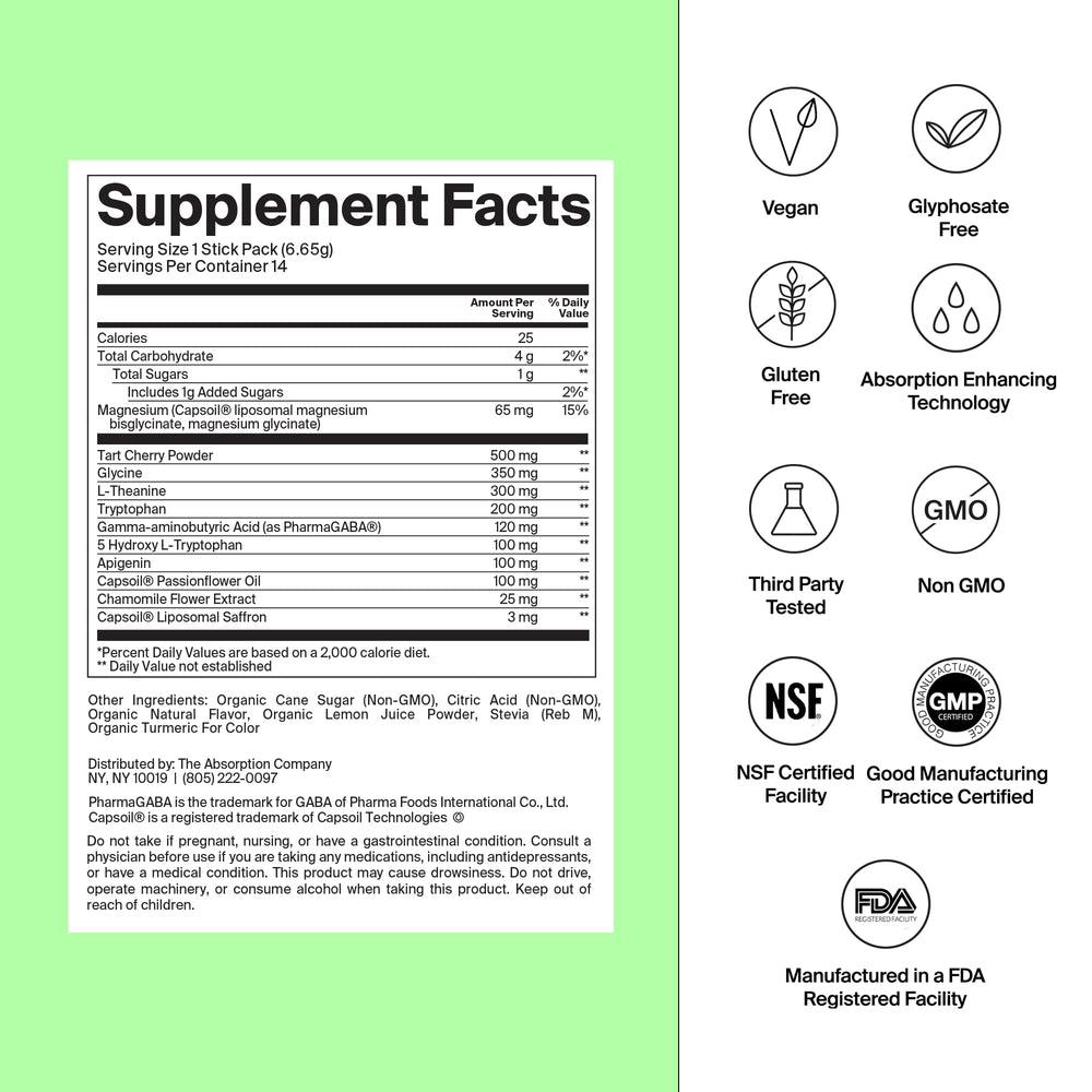 The Absorption Company Sleep Aid Powder being stirred in water for a calming drink.