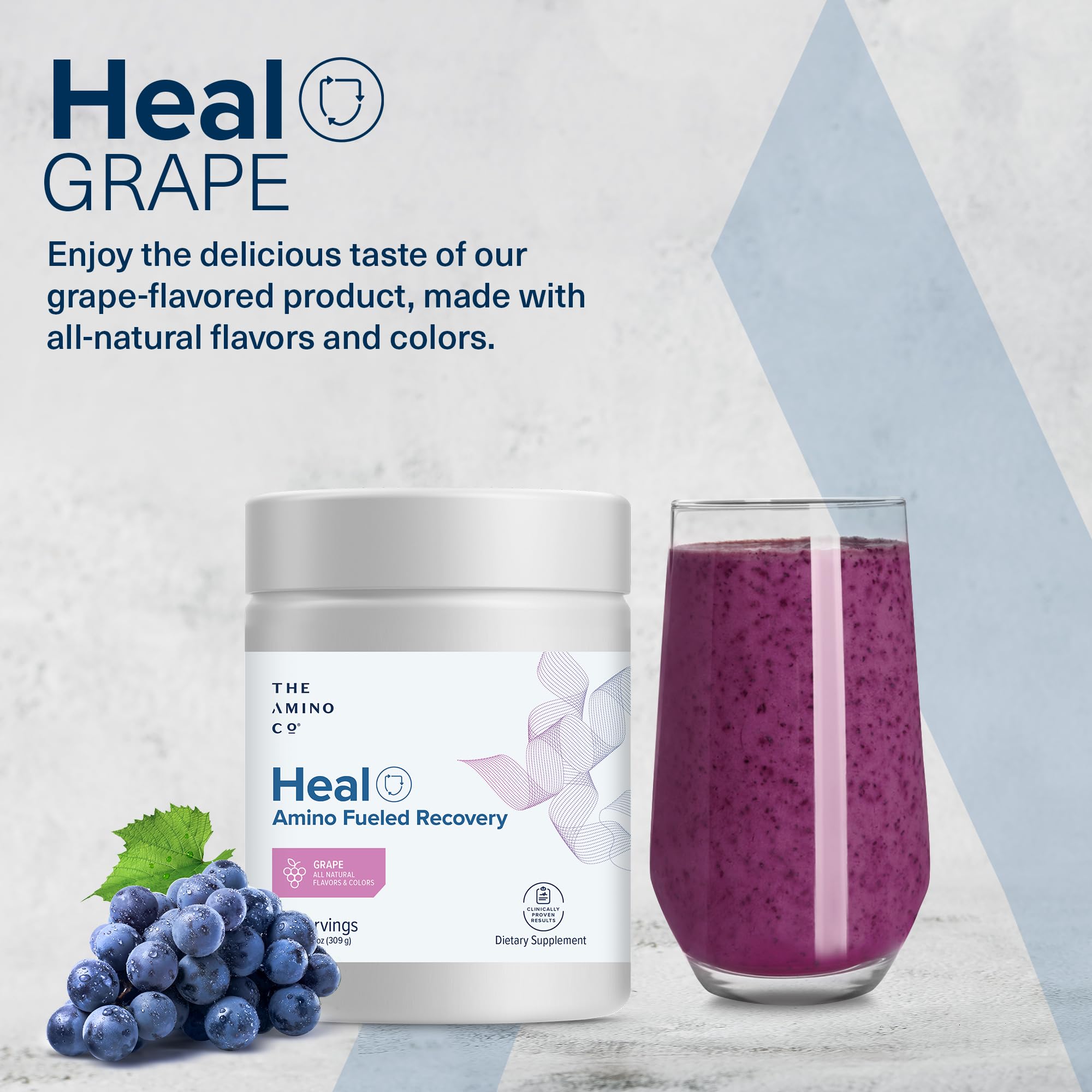 The Amino CO Heal package label highlighting vegan/keto-friendly features