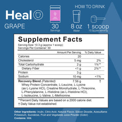 The Amino CO Heal scoop ready to measure grape powder