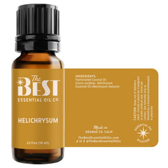 The Best Essential Oil Co Helichrysum bottle close-up.