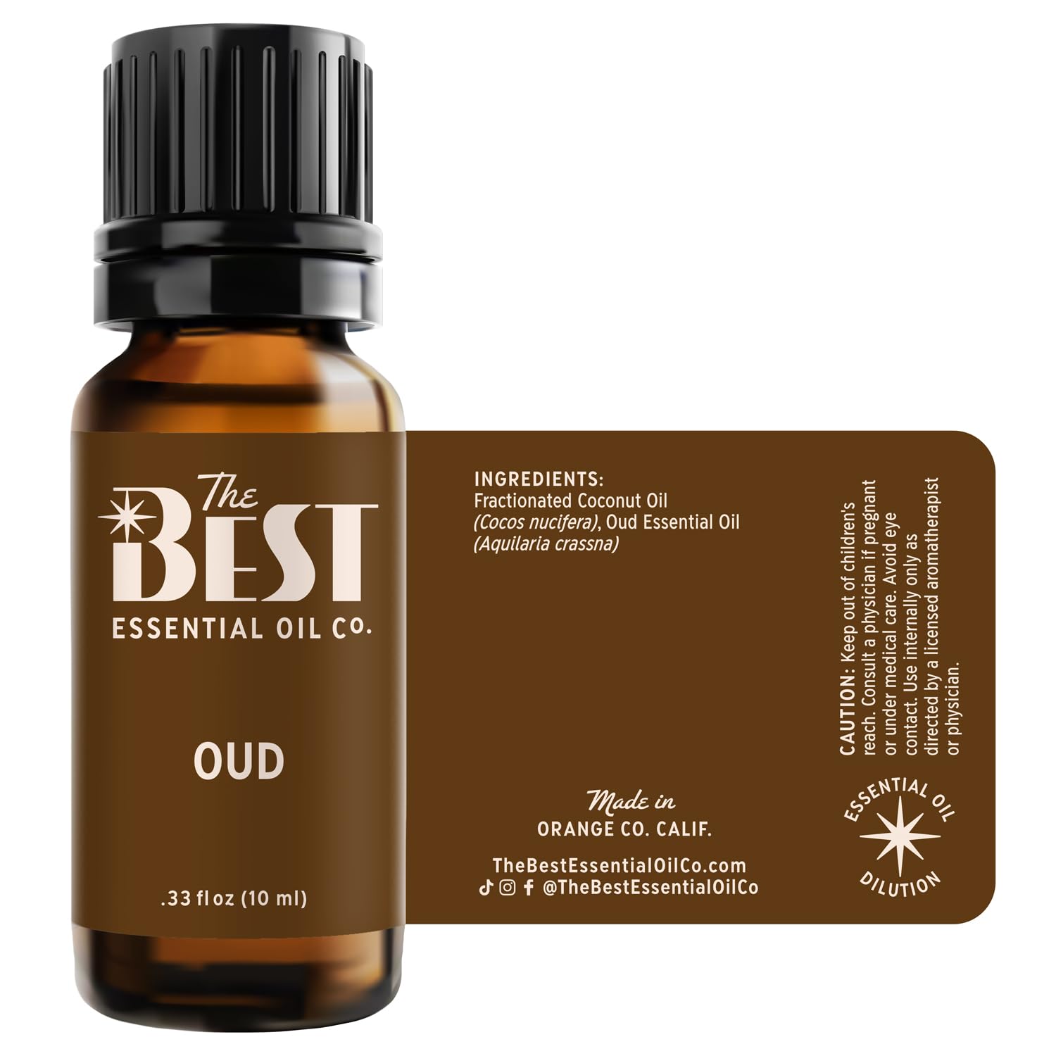 The Best Essential Oil Co Oud packaging emphasizing quality