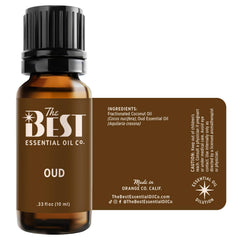 The Best Essential Oil Co Oud packaging emphasizing quality