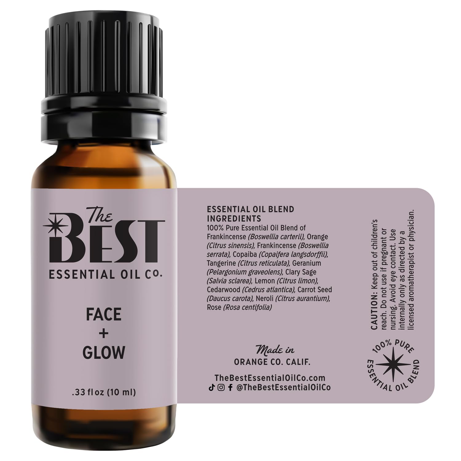 The Best Face + Glow orange bottle for bright, refreshing citrus aroma in skincare.