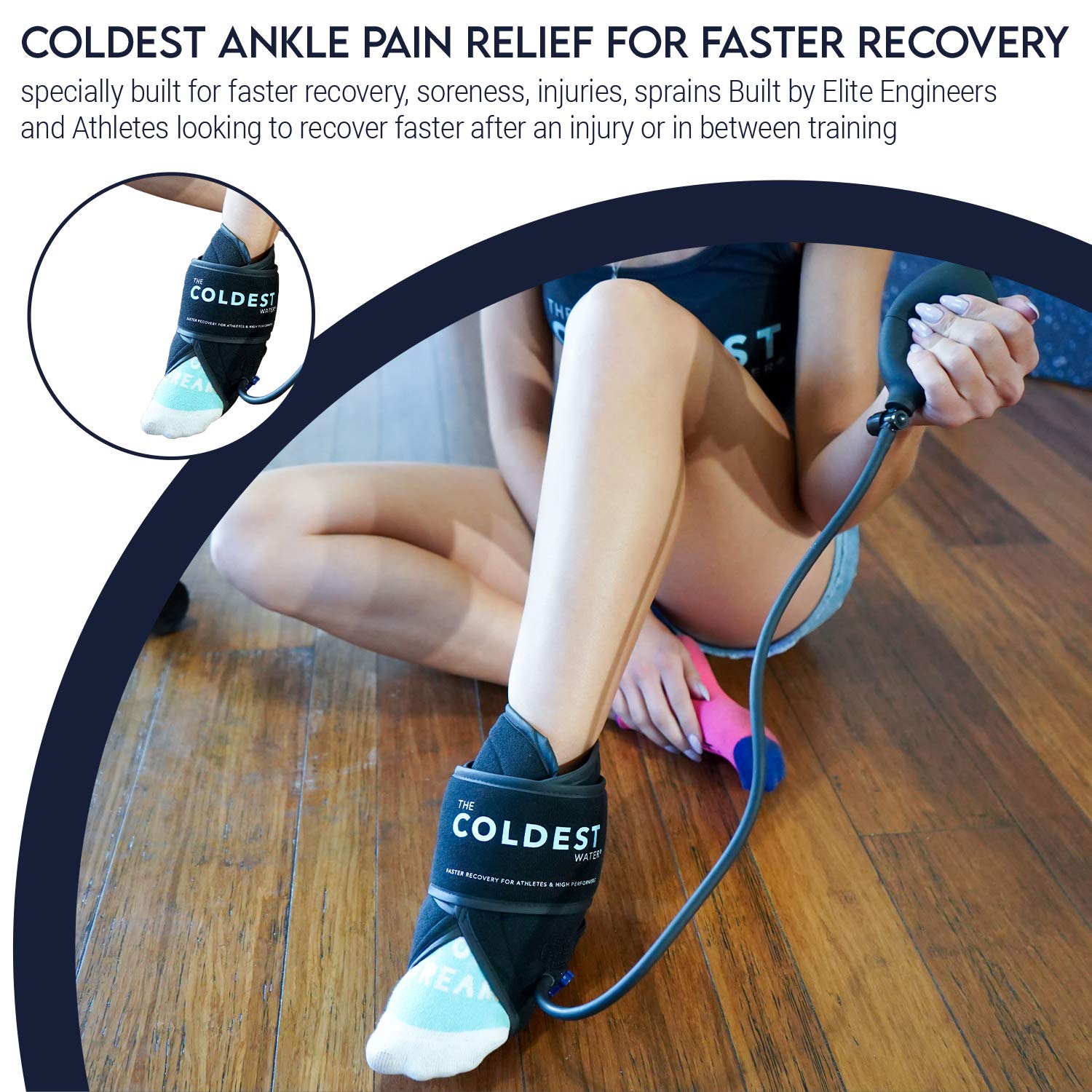 The Coldest ankle ice pack worn on the foot for discreet cold therapy.
