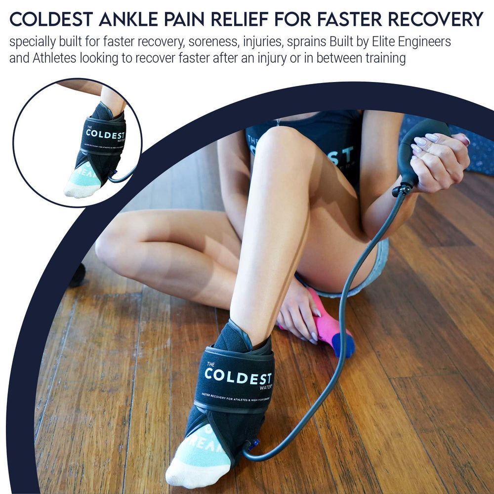 The Coldest ankle ice pack worn on the foot for discreet cold therapy.