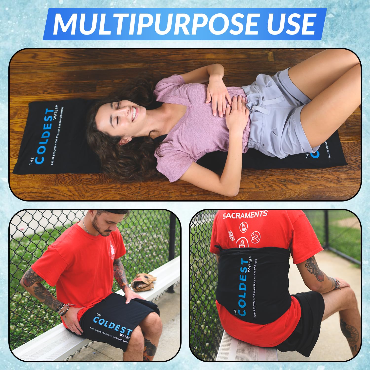 The Coldest ice pack application on back or shoulders for targeted relief.