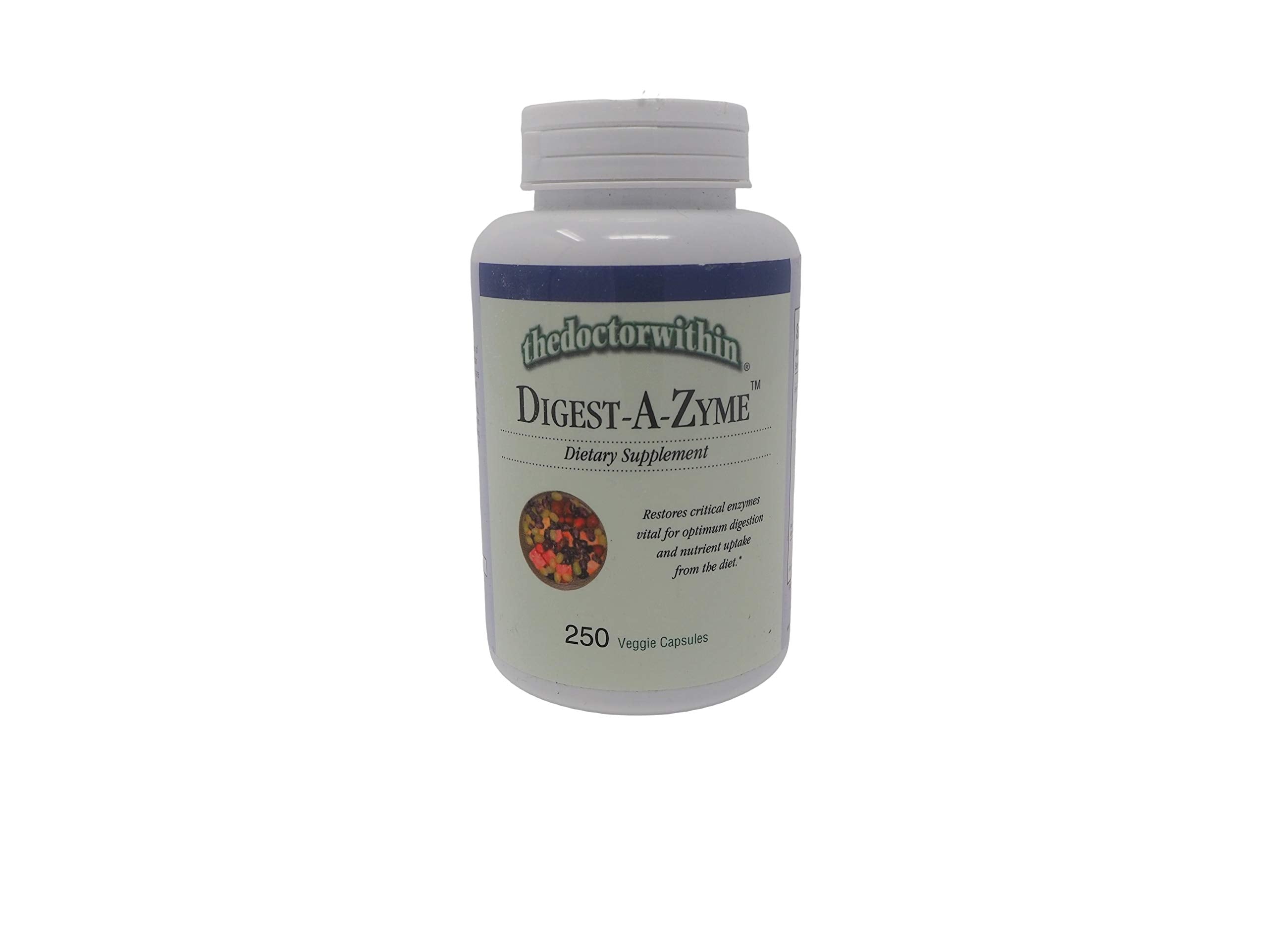 The Doctor Within Digest-A-Zyme bottle highlighting full-spectrum digestive enzymes.