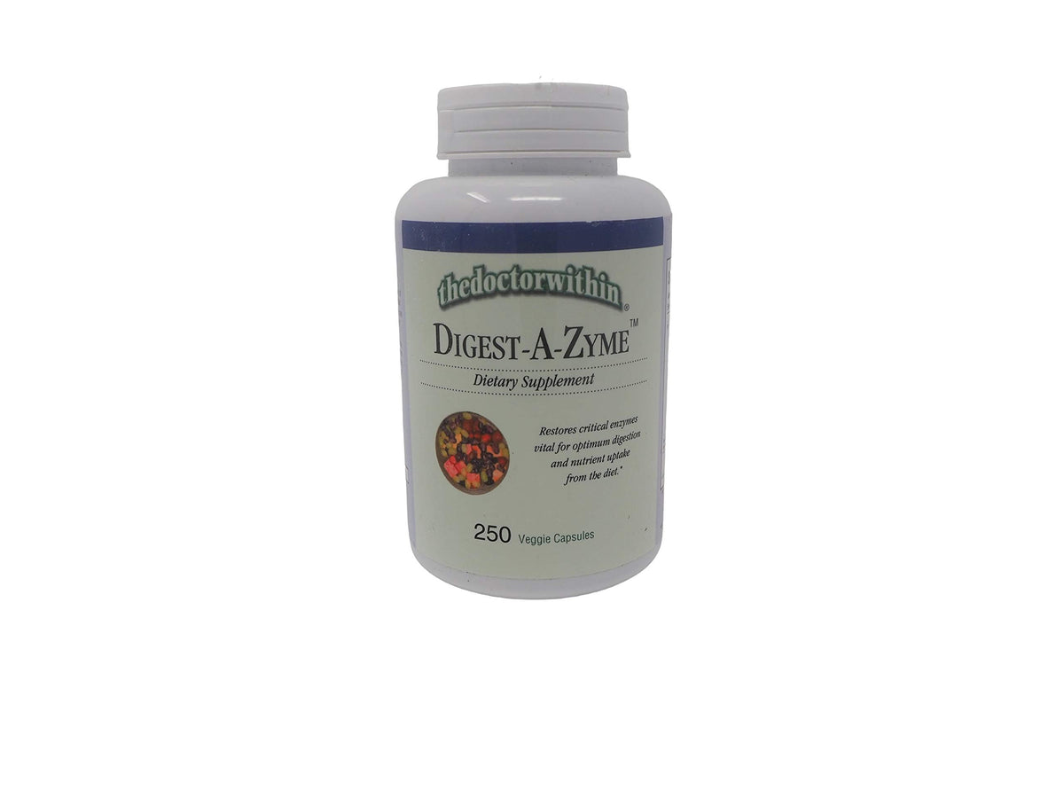 The Doctor Within Digest-A-Zyme bottle highlighting full-spectrum digestive enzymes.