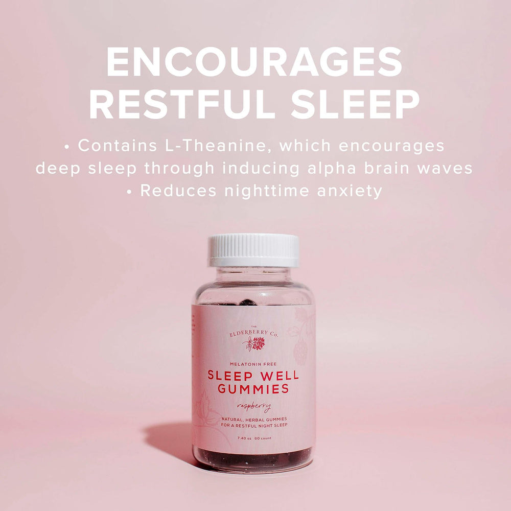 Close-up of L-Theanine and botanicals in Sleep Well gummies.