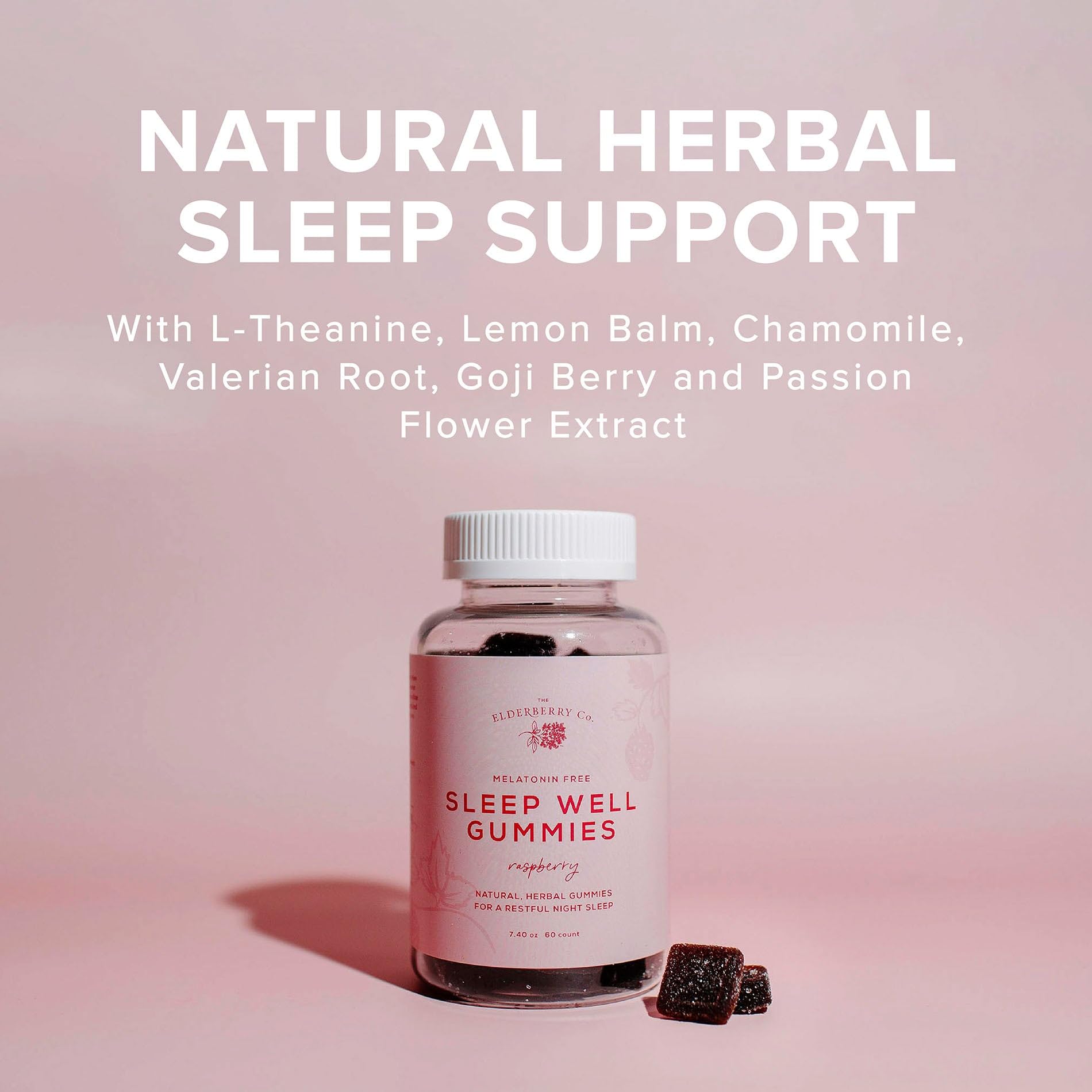 The Elderberry Co Sleep Well bottle beside a glass of water signals a peaceful bedtime ritual.
