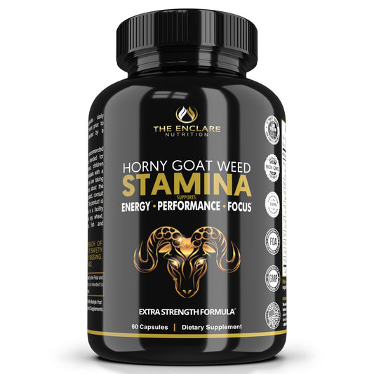 THE ENCLARE NUTRITION Horny Goat Weed Maca bottle boosts energy and stamina
