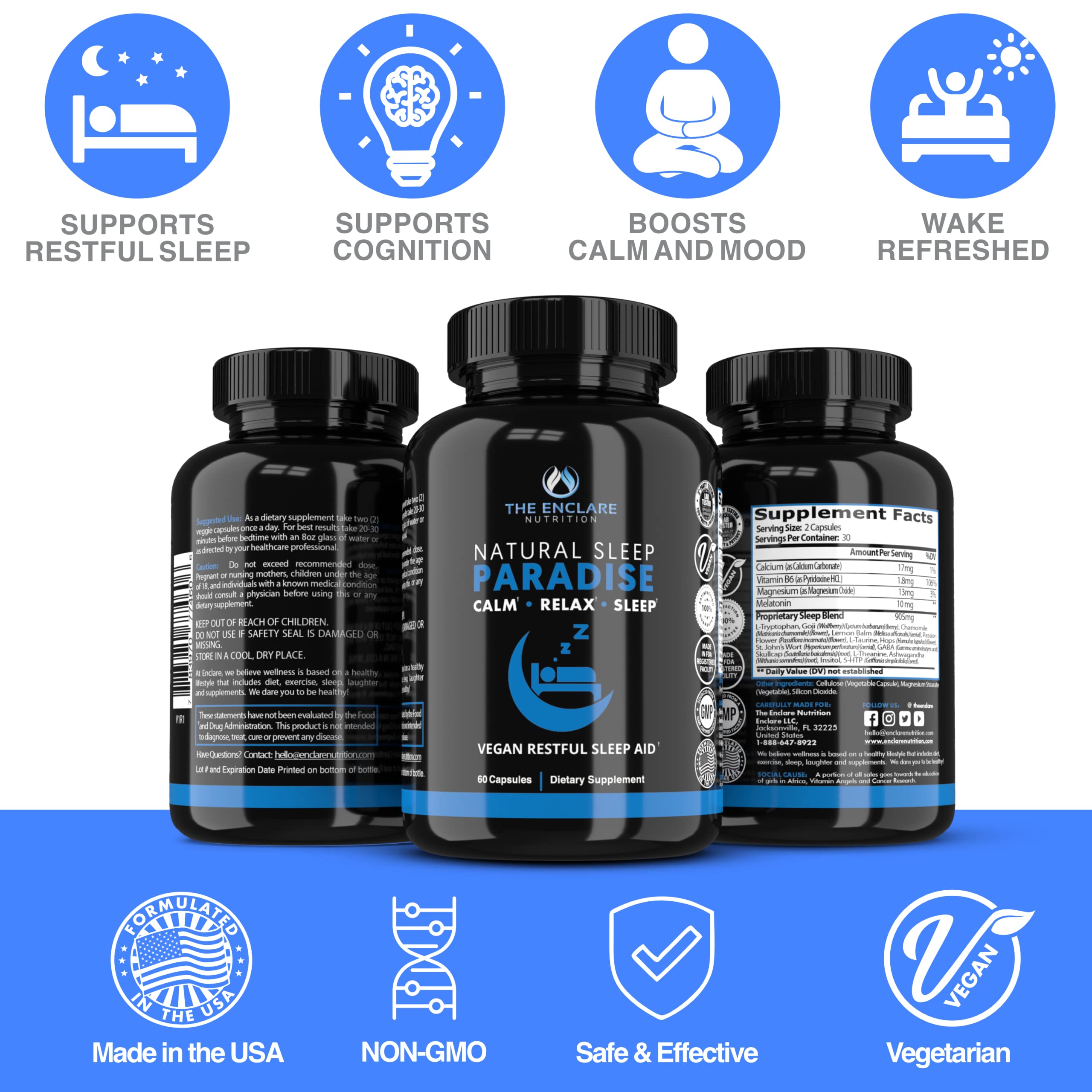 Night therapy scene with THE ENCLARE NUTRITION Melatonin for calmer evenings
