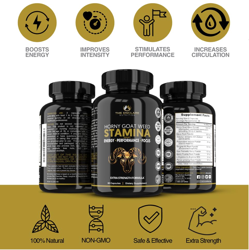 THE ENCLARE NUTRITION Muira Puama capsules promote long-lasting energy