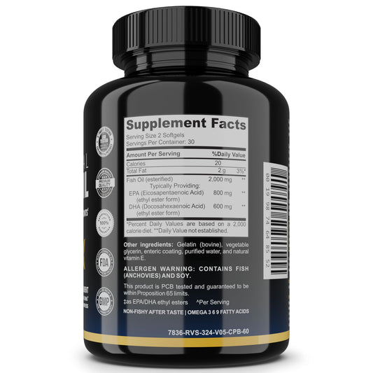 The Enclare wild-caught omega-3 capsules photo emphasizing purified, enteric-coated softgels for easy daily intake