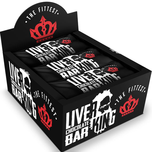 The Fittest Ever THE FITTEST chocolate chip Liver King Bar, wrapped for portable high-protein fuel.