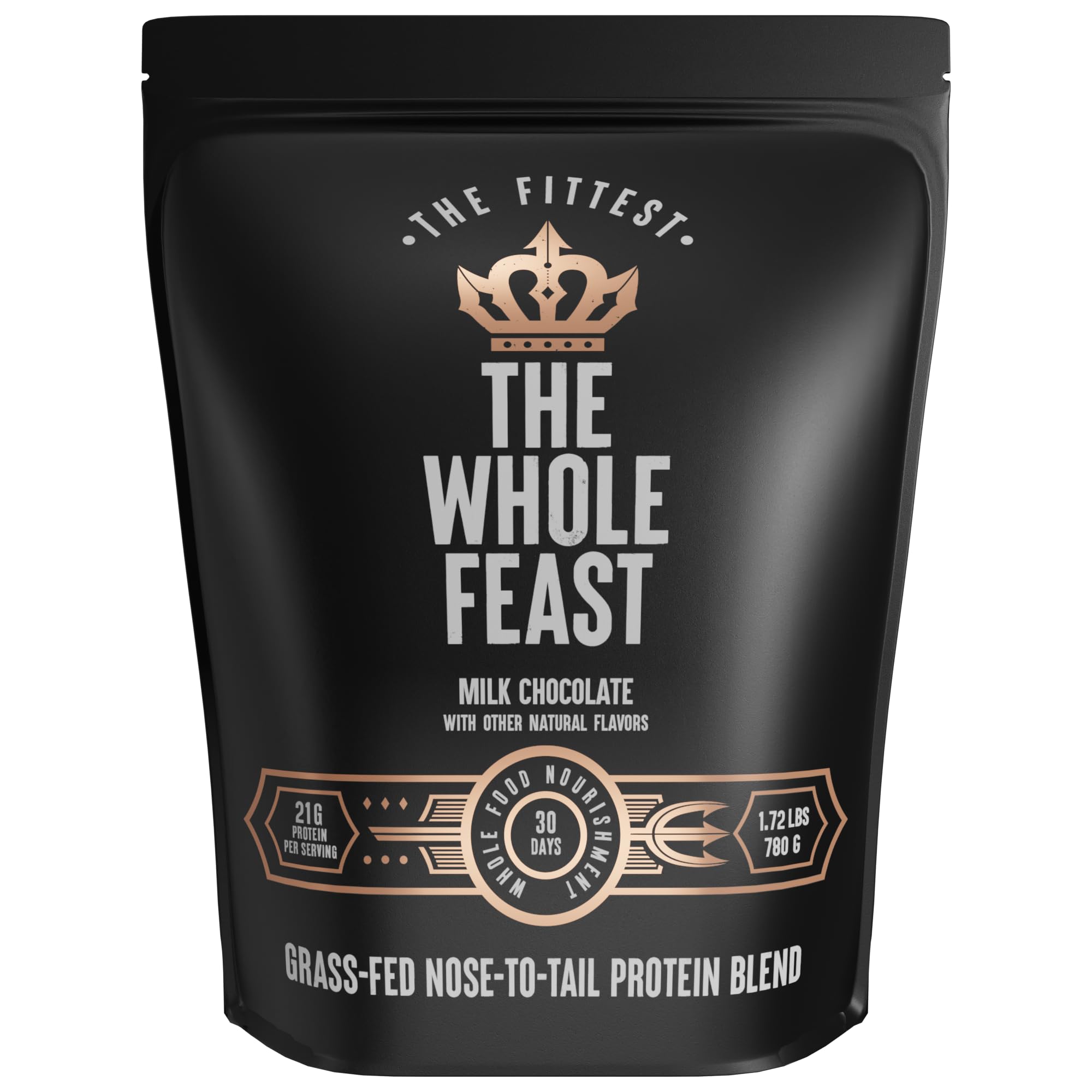 The Fittest Ever Whole Feast bottle pour for post-workout shakes