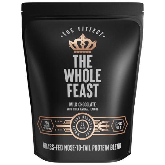 The Fittest Ever Whole Feast bottle pour for post-workout shakes