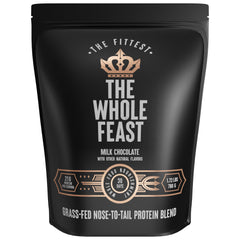 The Fittest Ever Whole Feast bottle pour for post-workout shakes