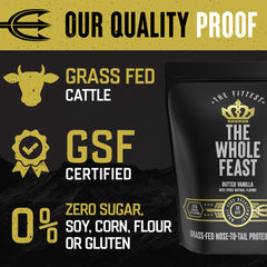 The Fittest Ever Whole Feast serving scoop and bottle showcases keto-friendly convenience.