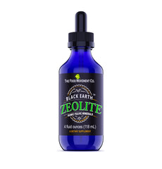 THE FOOD MOVEMENT CO Black Earth Zeolite bottle showcases a premium detox mineral blend.