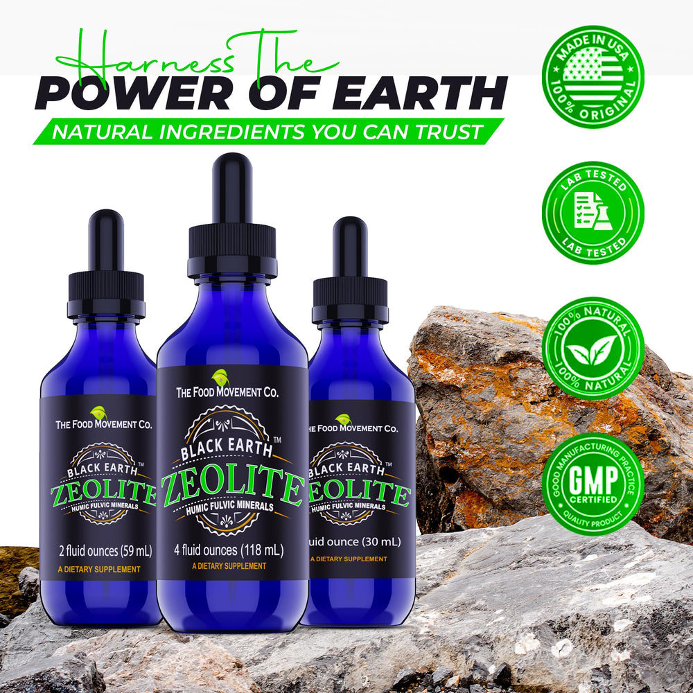 THE FOOD MOVEMENT CO Zeolite with fulvic acids presents a holistic mineral blend.