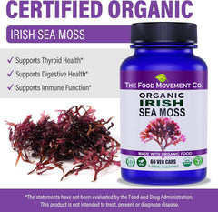 The Food Movement Co Irish Sea Moss ingredients graphic showcasing trace minerals content.
