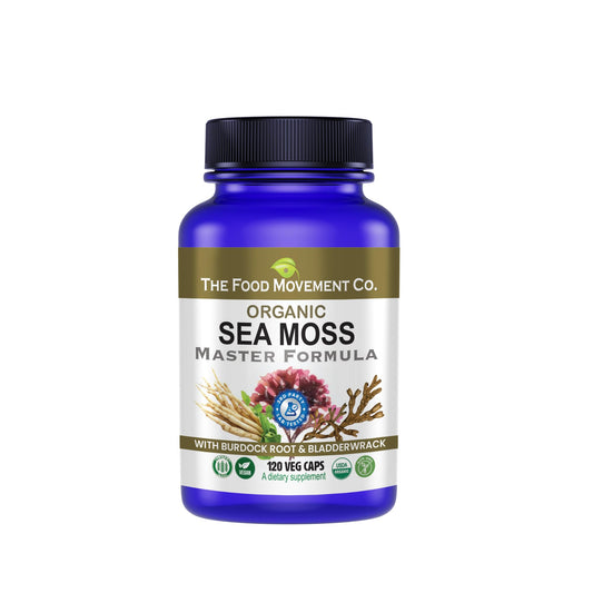THE FOOD MOVEMENT CO. Sea Moss Master bottle pour supports daily digestion