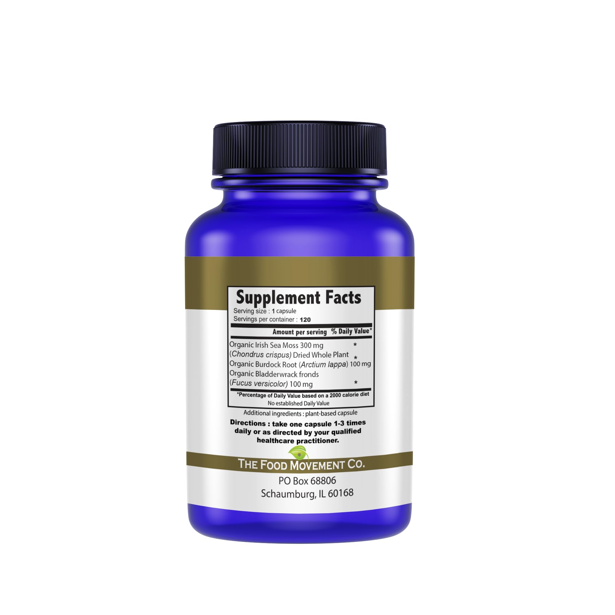 THE FOOD MOVEMENT CO. Sea Moss Master capsules close-up suggests vitality and balance