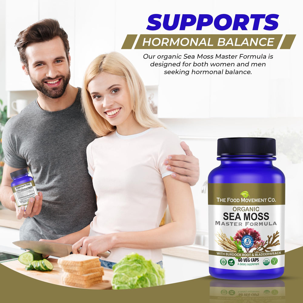 THE FOOD MOVEMENT CO. Sea Moss Master Irish sea moss harvest scene signals natural sourcing