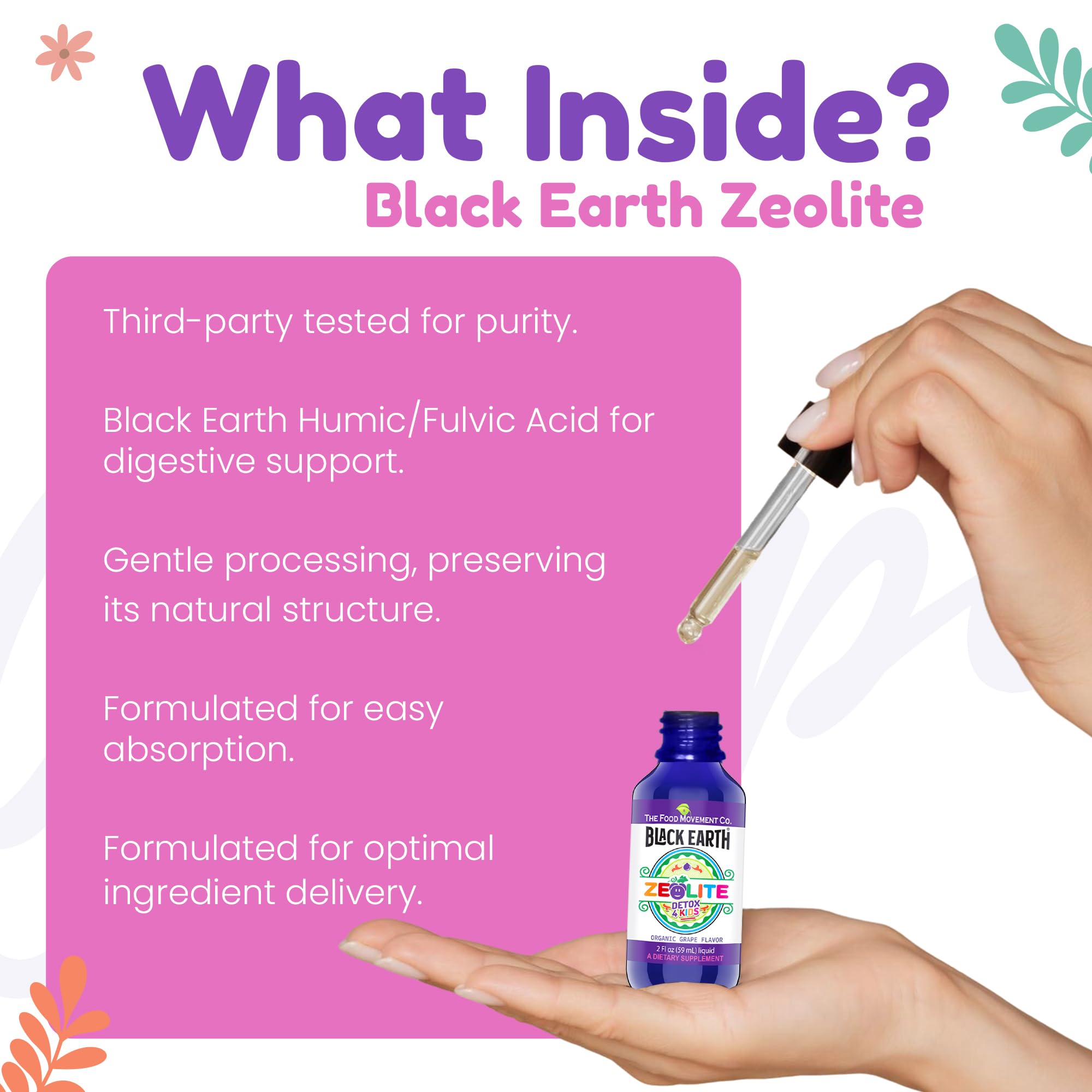 The Food Movement Co Zeolite Detox Clinoptilolite blend shown in the bottle.