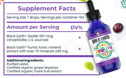 The Food Movement Co Zeolite Detox for Kids grape-flavored liquid ready for daily use.