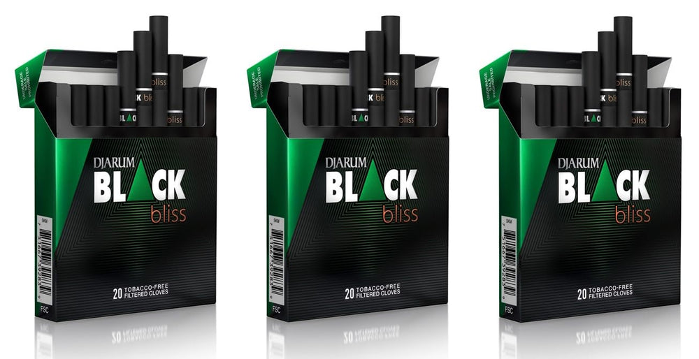 Djarum Black Bliss Emerald cigarettes in pack-front view, highlighting premium clove aroma.