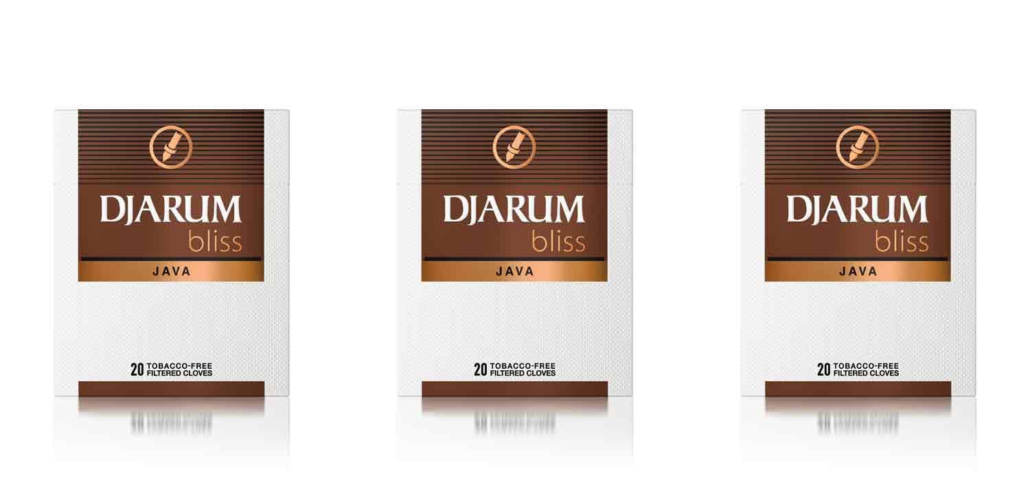 The Frugal Smoker Djarum Bliss Java cigarettes pack front view, ideal for quick enjoyments.