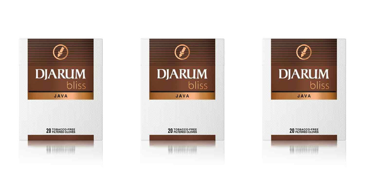 The Frugal Smoker Djarum Bliss Java cigarettes pack front view, ideal for quick enjoyments.