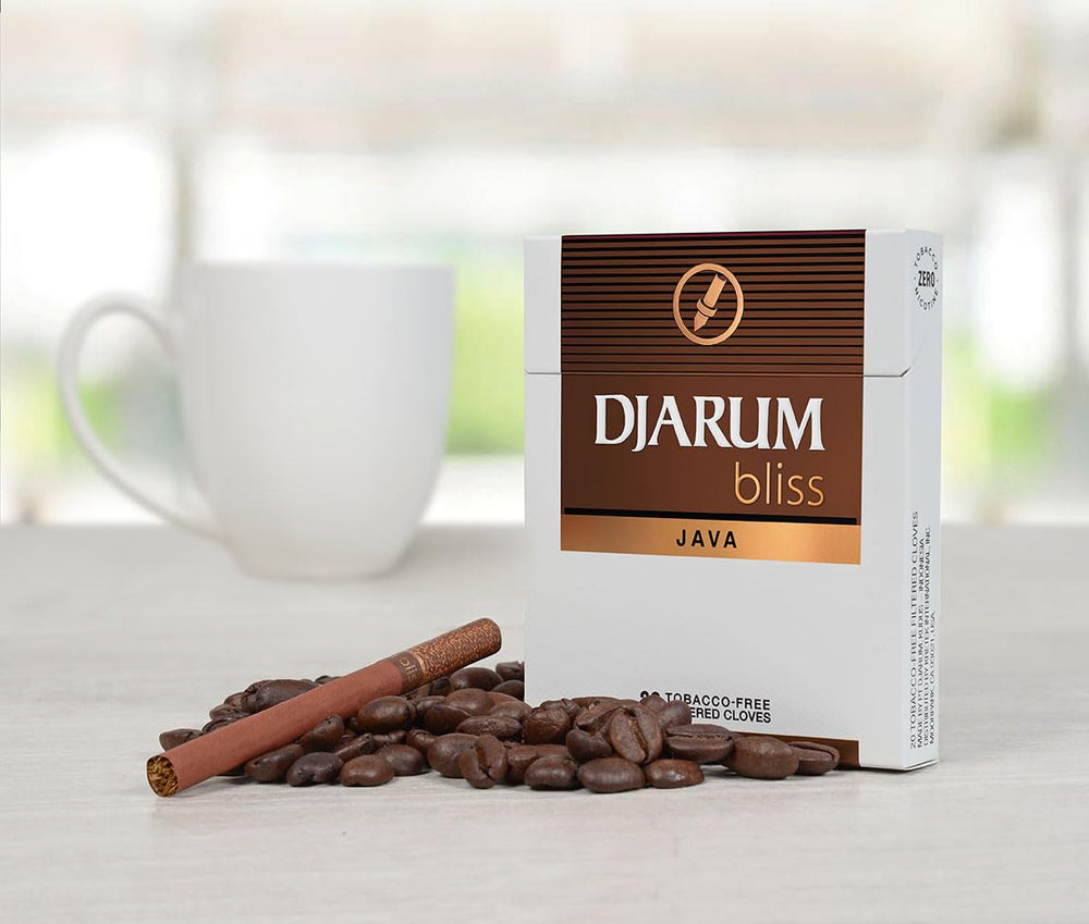 The Frugal Smoker Djarum Bliss Java Clove sticker-included highlights collectable branding.
