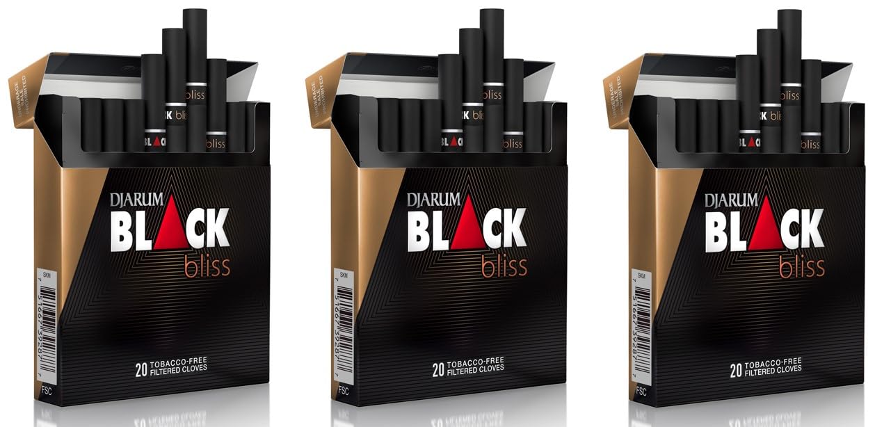 The Frugal Smoker Djarum Ivory Black Bliss pack highlights elegant clove-filtered cigarettes for a refined evening