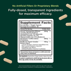 Genius Mindfulness pills with ashwagandha and blueberries for daily support.