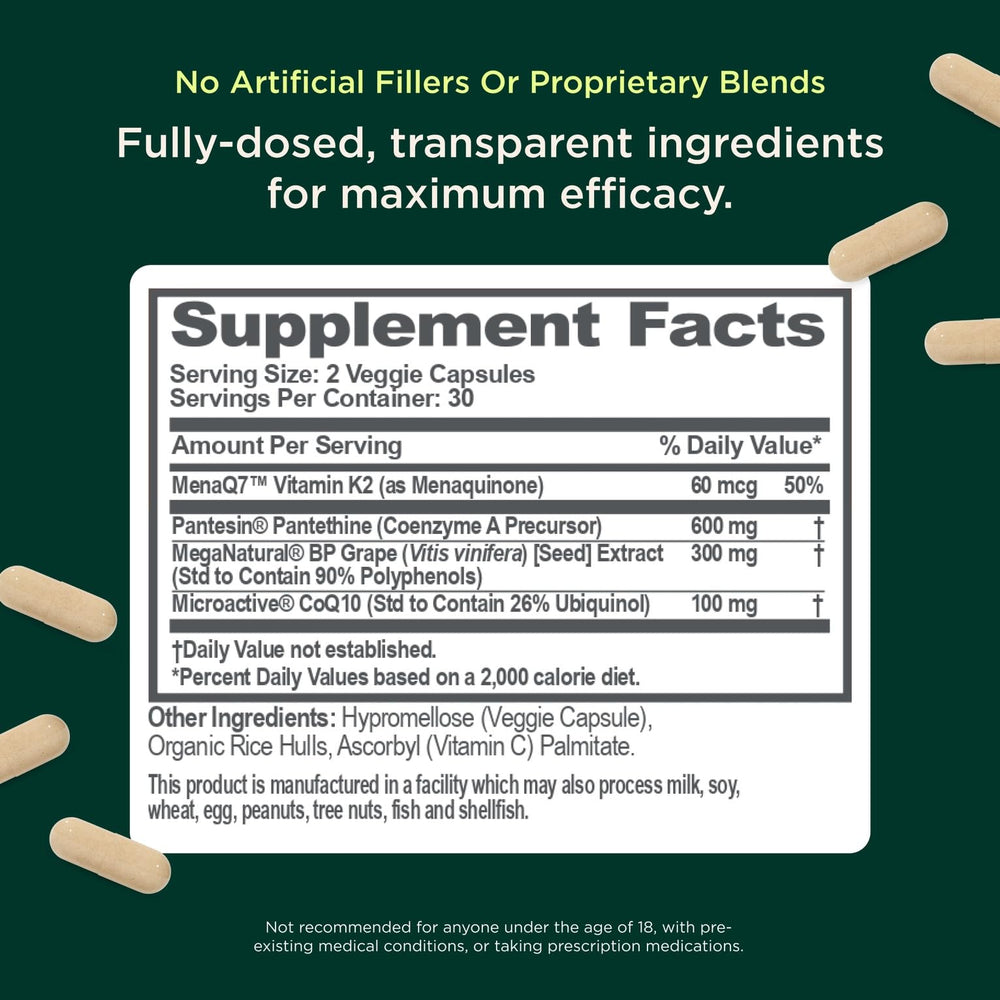 CoQ10 MicroActive capsule emphasizing energy delivery and circulation
