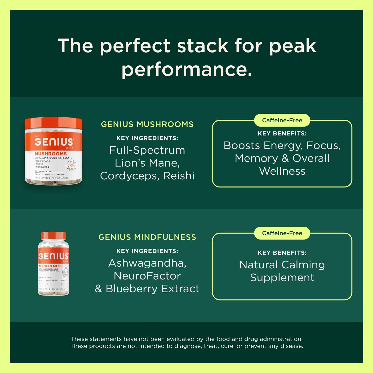 Genius Heart pills displaying vegan and gluten-free labeling