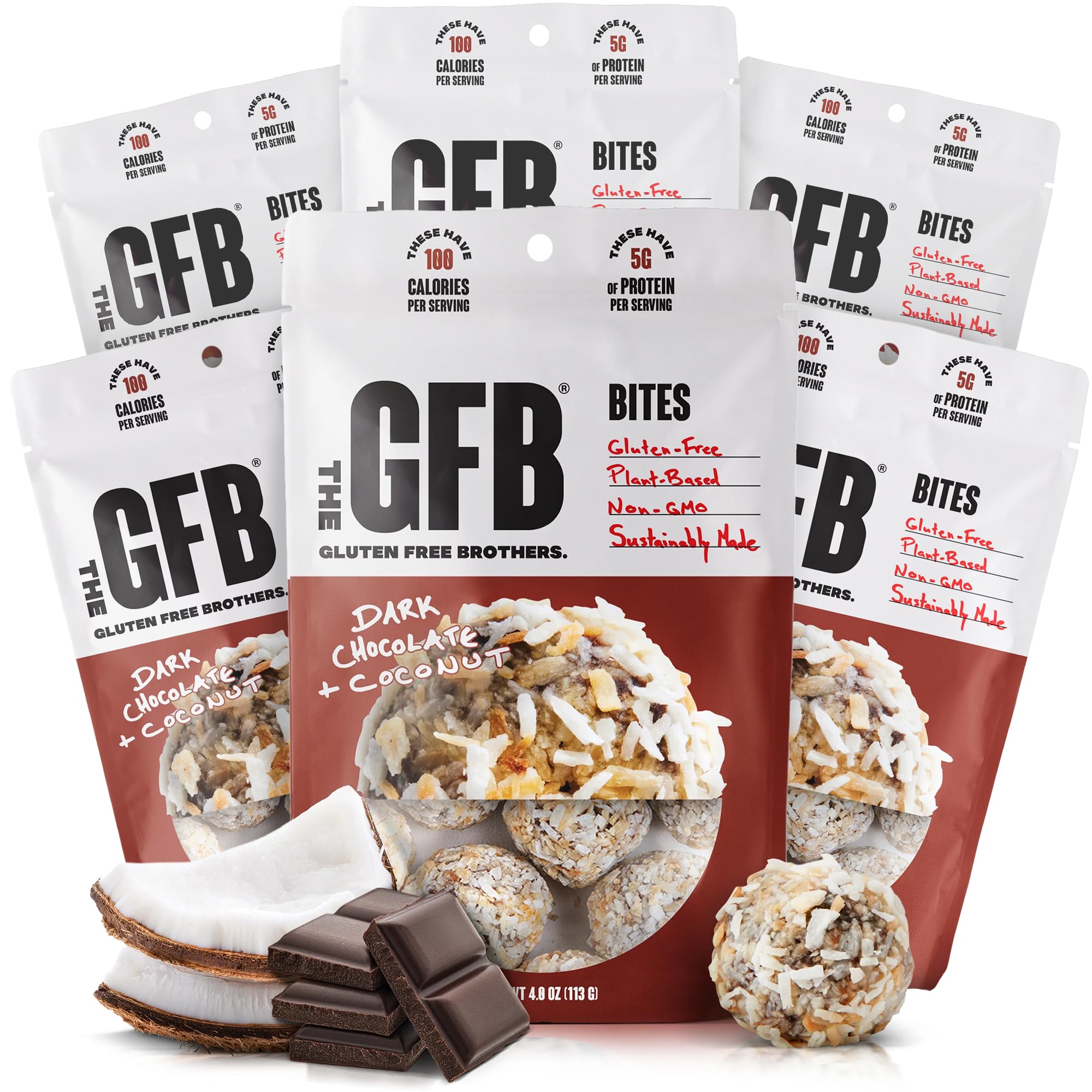 The GFB Dark Chocolate Coconut Bites pack—on-the-go snack for busy days.