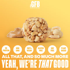 Hand holding The GFB bites illustrates a portable gym bag snack.